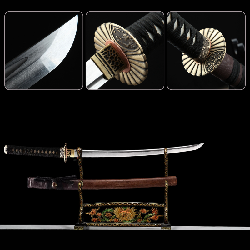 Wakizashi de acero de Damasco