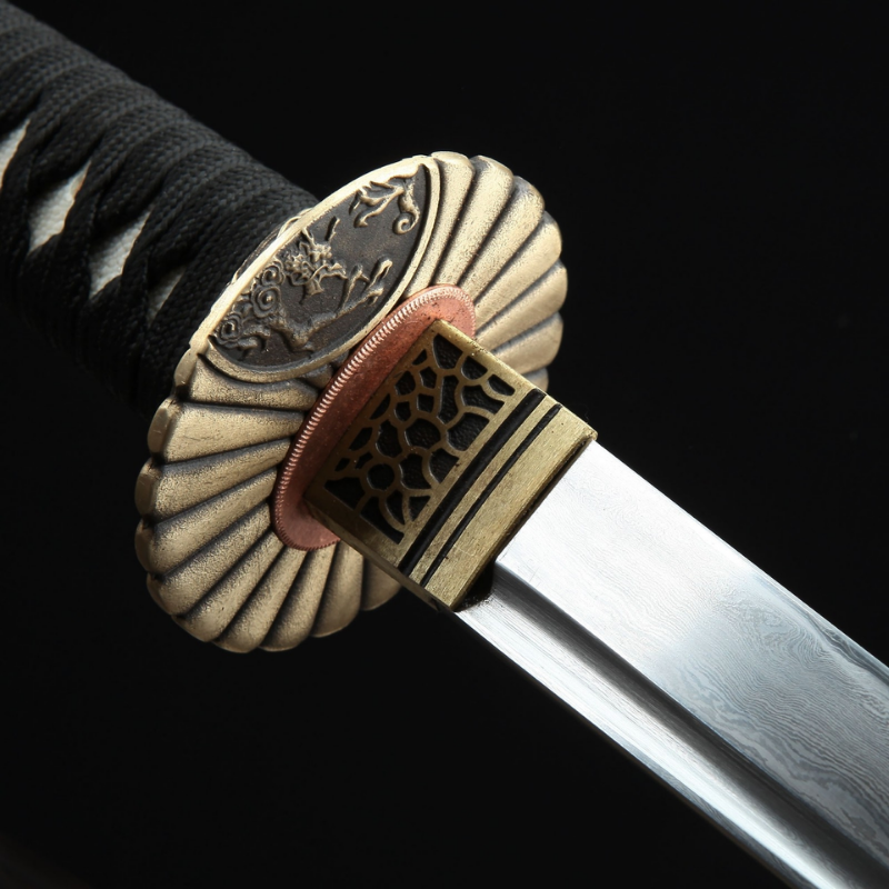 Wakizashi de acero de Damasco