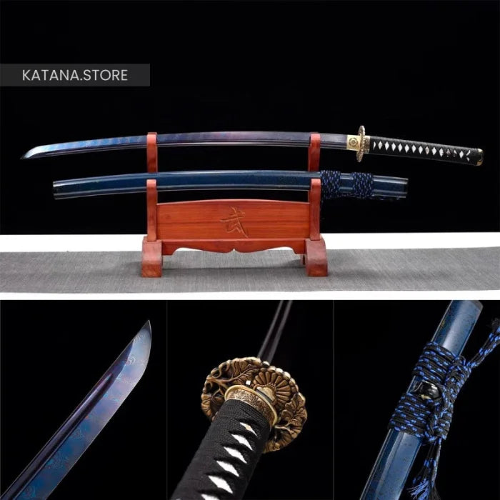 Black and blue katana