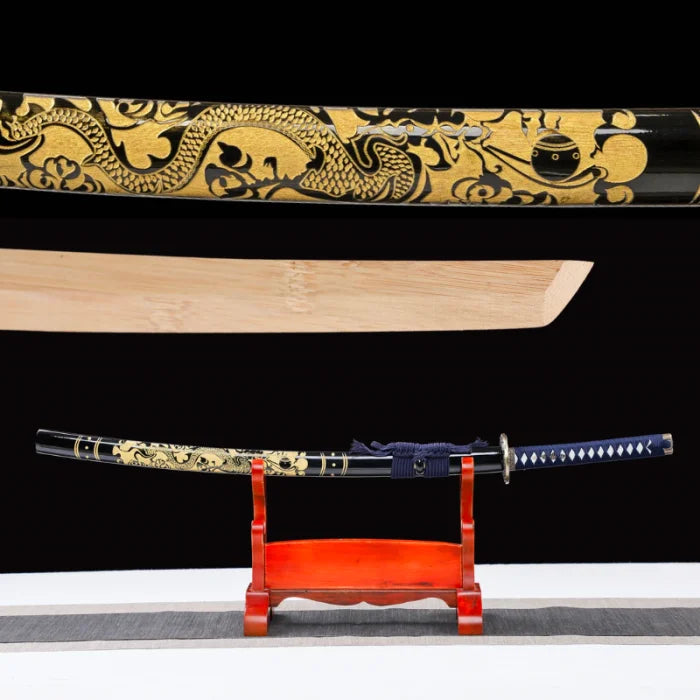 Black Bokken Golden Dragons