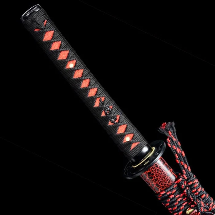 Red and Black Damascus Katana