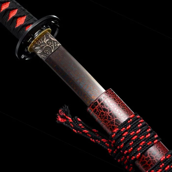 Red and Black Damascus Katana