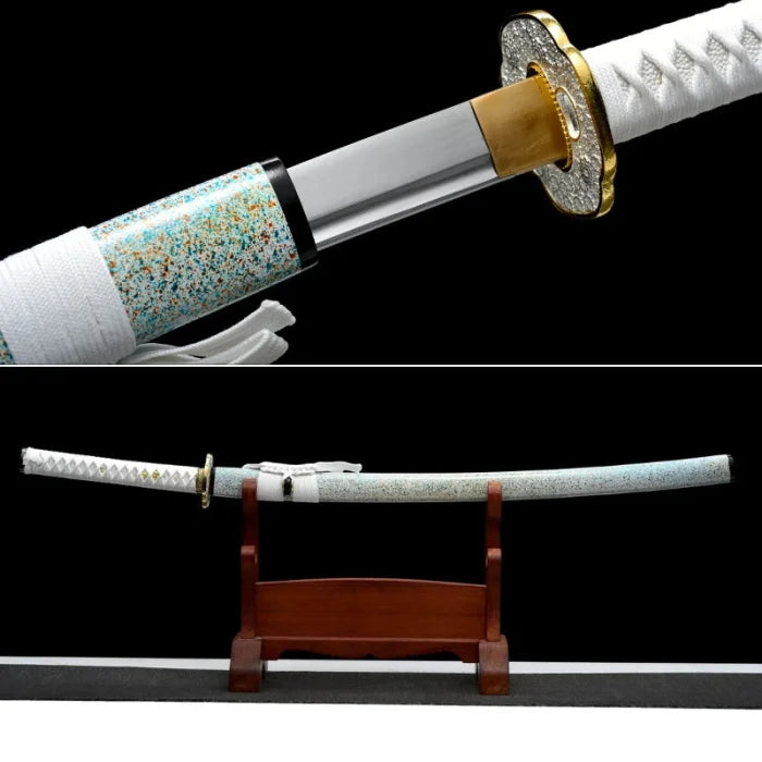 White and gold katana