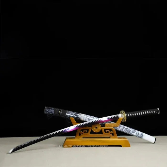 Black Purple and Silver Katana Sword