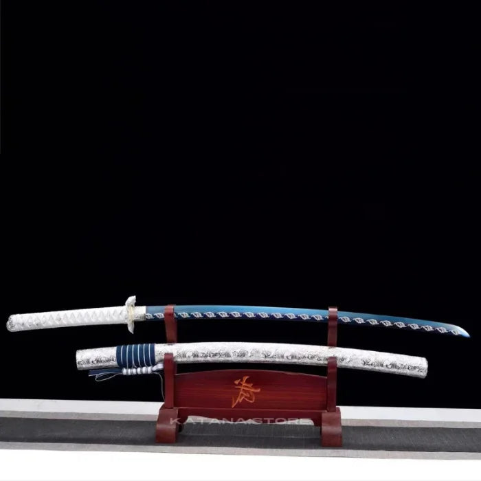 Blue and white katana