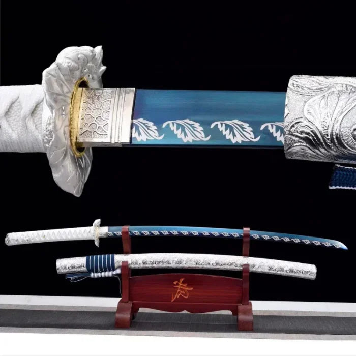 Blue and white katana